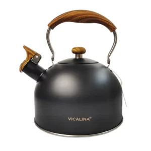 کتری سوت دار استیل کف چدن vicalina‌ در رنگ مشکی