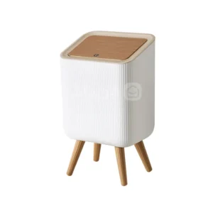 قیمت و خرید سطل زباله مستطیلی طرح چوب سفید با درب فشاری