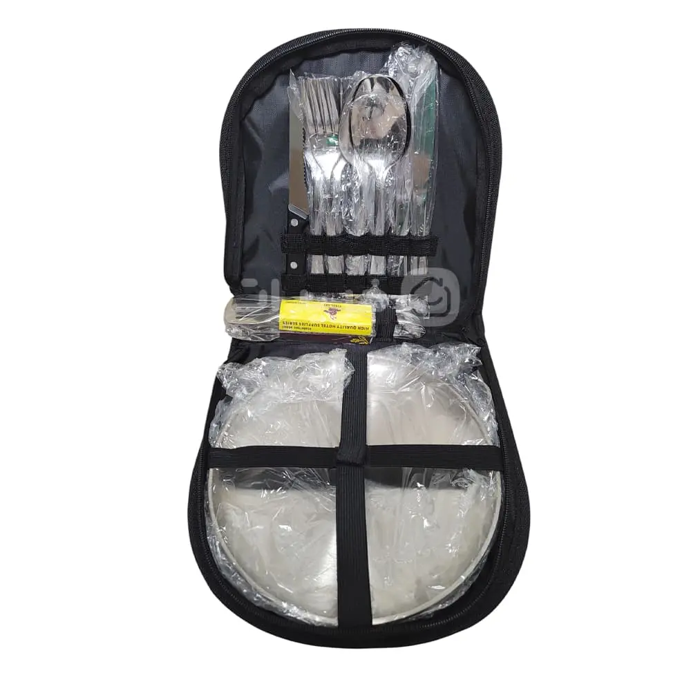 Stainless-Steel-Camping-Crockery-Set-4-People-1 قیمت و خرید ست ظروف مسافرتی استیل کیف دار - 4 نفره