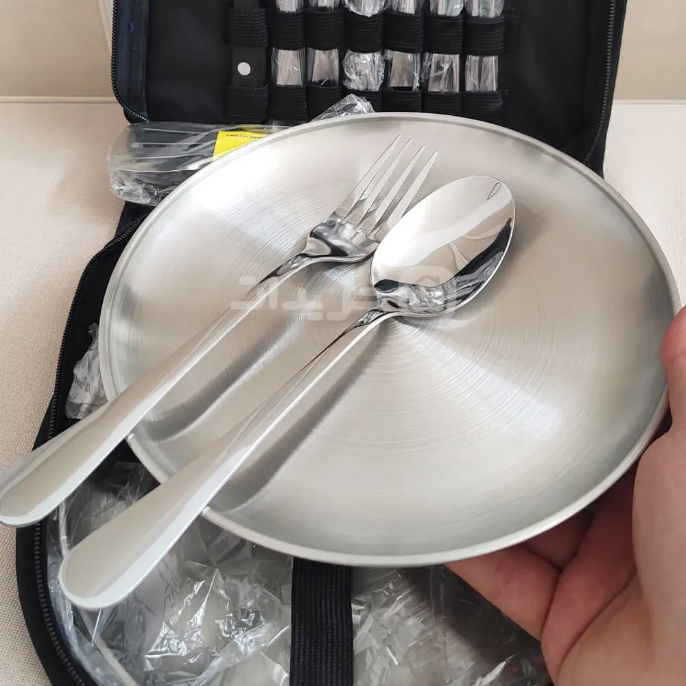 Stainless-Steel-Camping-Crockery-Set-4-People-3 ظروف پیک نیک استیل