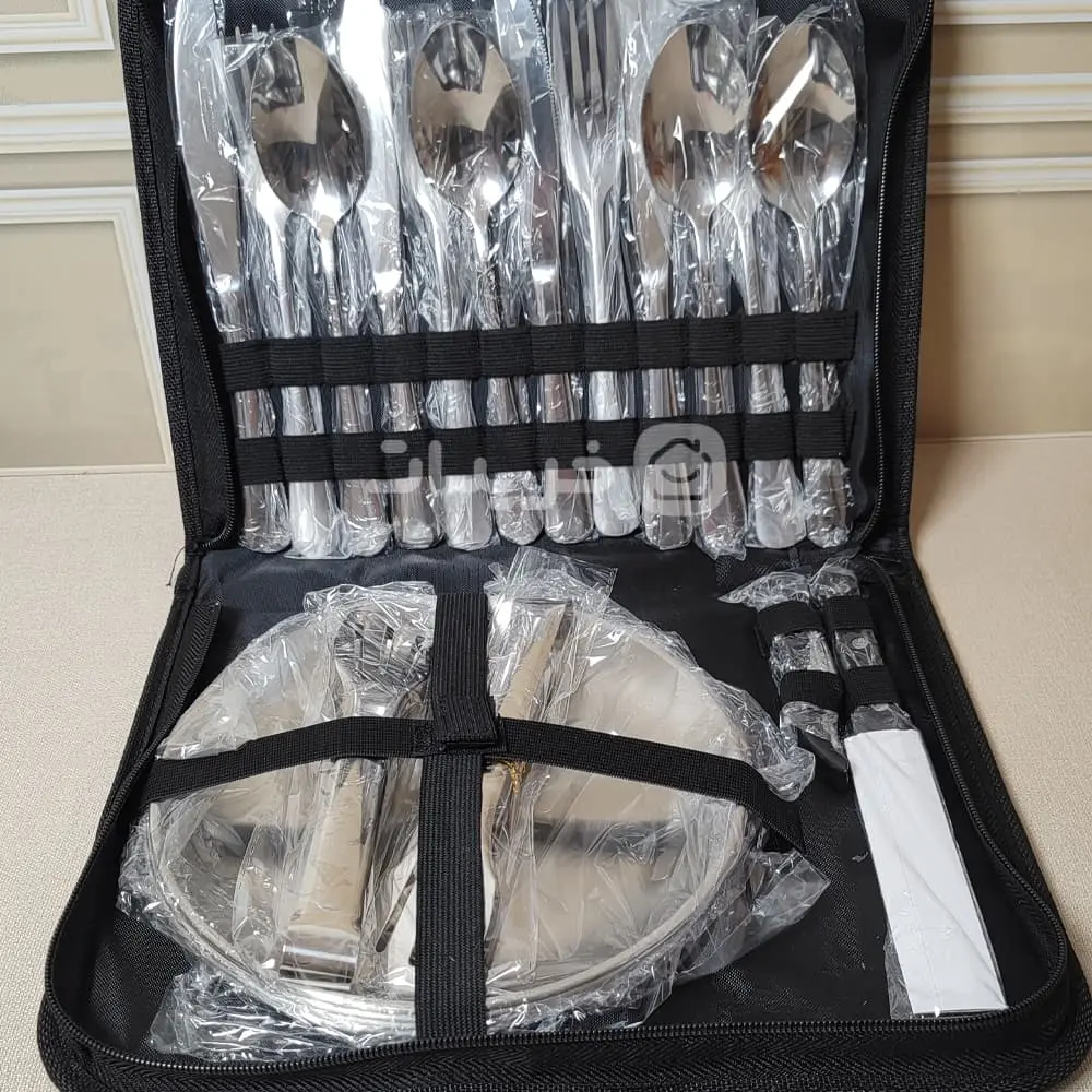 Stainless-Steel-Camping-Crockery-Set-4-People-6 ست مسافرتی استیل کیف دار